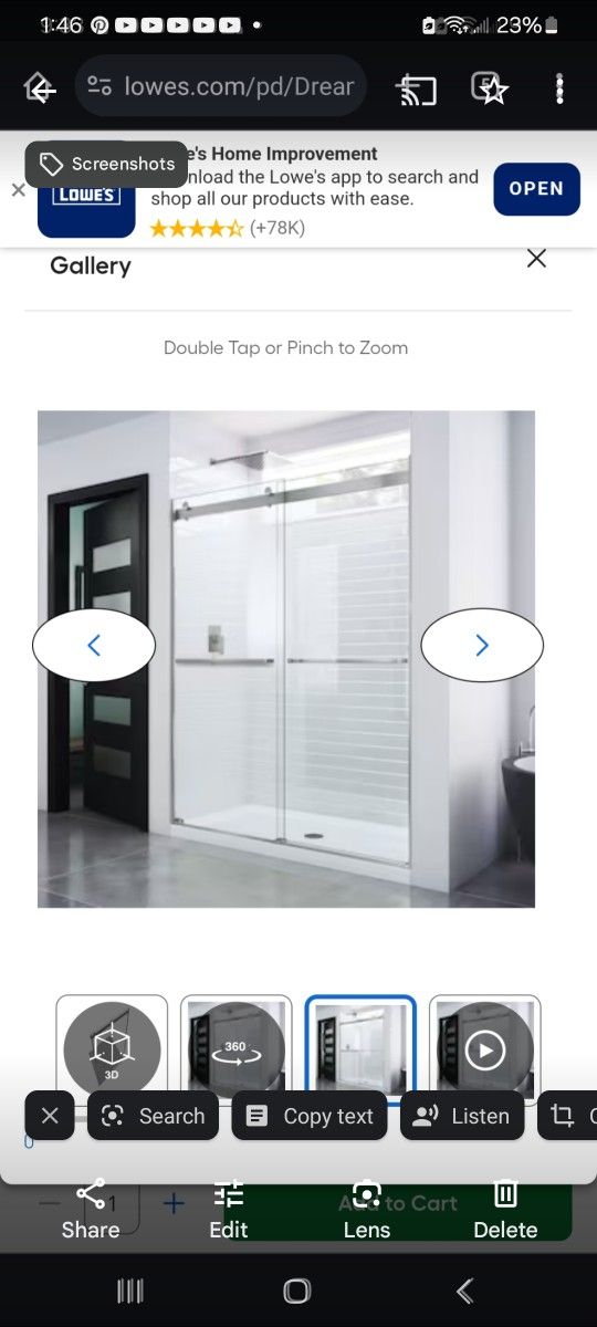 Dream Line Shower Doors 60x74H 