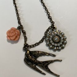 Charm Necklace With Bird In Flight 