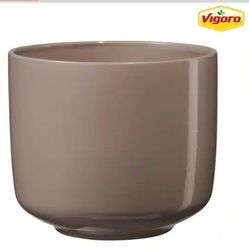 Vigoro 5.1 in. x 5.1 in. D x 4.7 in. H Kingsburg Small Gray Glossy Ceramic Pot 