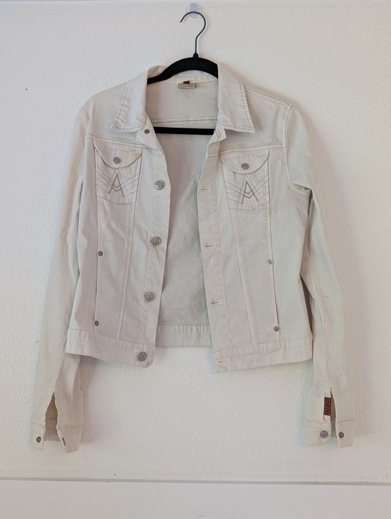 7 For All Mankind Denim Jacket , Off-White, Size M