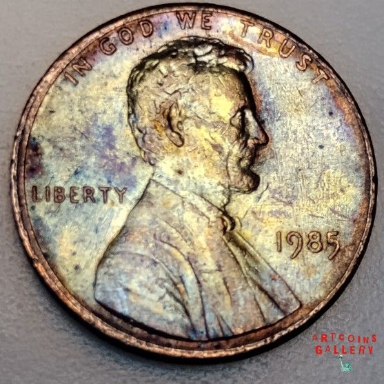 1985 Philadelphia Penny (Rainbow Patina) 
