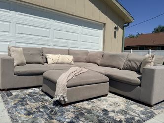 Living spaces gray cloud L shaped sectional w ottoman