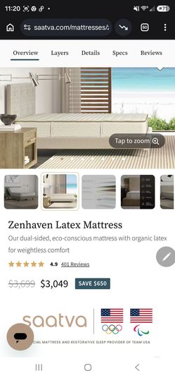 Saatva Zenhaven Latex Mattress Queen Size, like new, guest room only