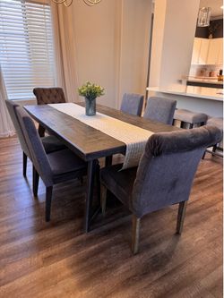 Rustic Gray Dining Set with 6 Chairs!