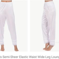 Semi Sheer Elastic Waist Wide Leg Pants