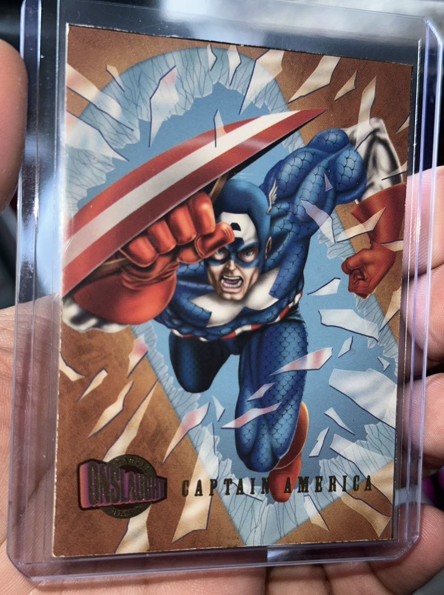 VINTAGE MARVEL FLEER ULTRA ONSLAUGHT RARE ARTIST NAMES ON BACK  CAPTAIN AMERICA!