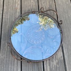 Glass Tray With Metal Frame Underneath