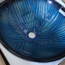 Turquoise glasd sink bowl