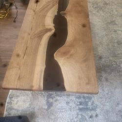 Custom Ordered Wooden Coffee Table With Epoxy