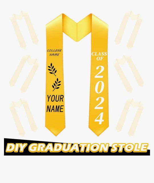 Customize  The Unisex Graduation Stole Bulk Sublimation Blank Grad Sash Plain Graduate Honor Stol

