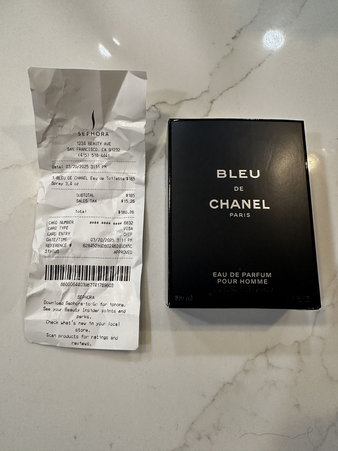 Blue de Channel Blue for Men 3.4 oz / 100ml - **COMES WITH RECEIPT**