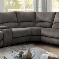 Brand New Grey Super Plush Power Reclining Sectional Sofa 