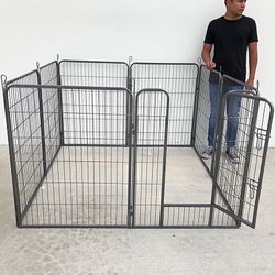 (NEW) $105 Dog 8-Panel Playpen, Each Panel 40” Tall X 32” Wide Heavy Duty Pet Exercise Fence Crate Kennel Gate 