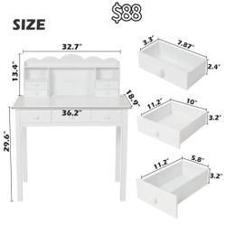 😀 Writing Desk with USB Port, Home Office Desk with Drawers and Hutch, 36.2" Study Table Computer Desk for Student/Adults, Computer Work Station