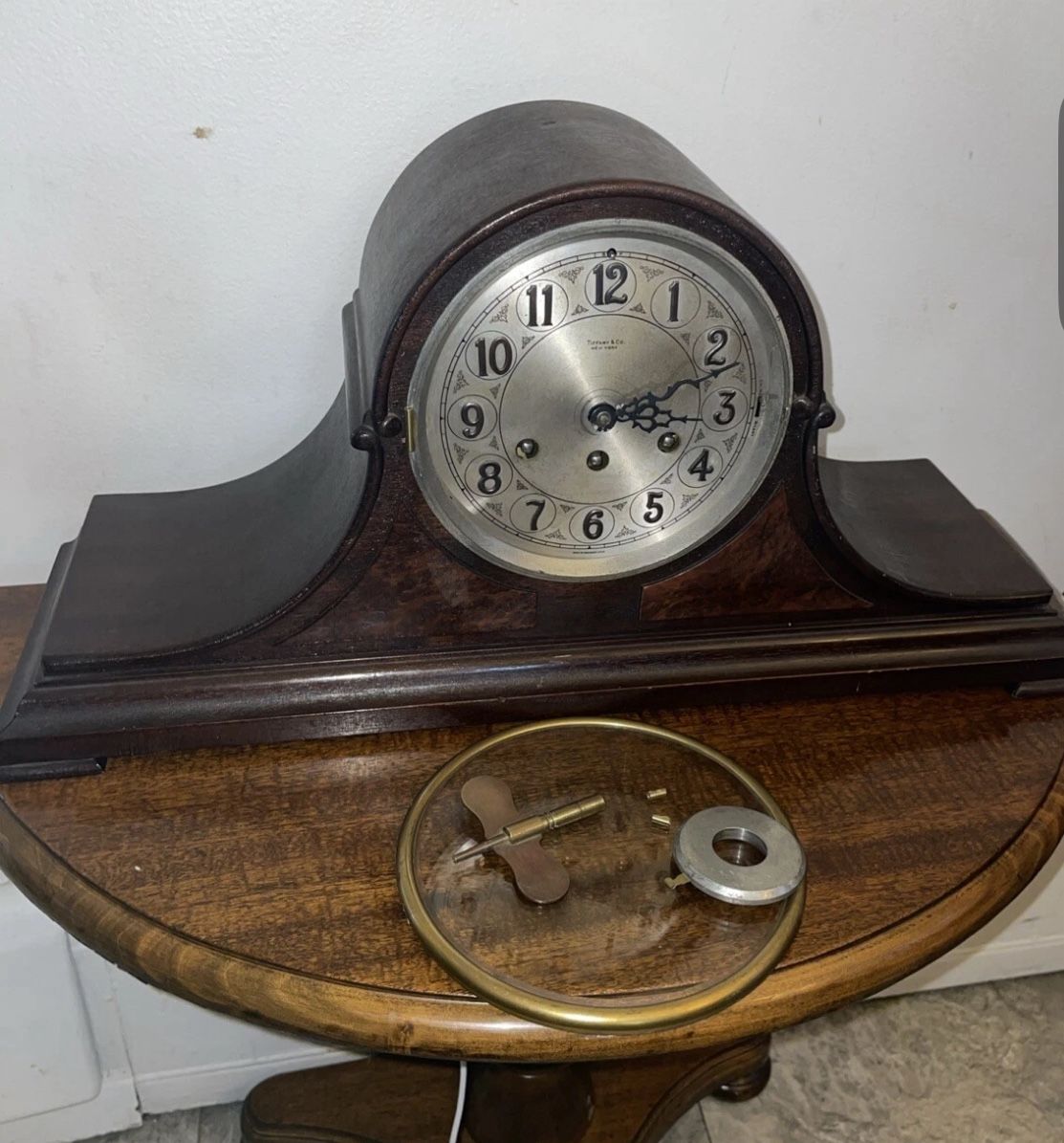 Super RARE Antique Tiffany & Co. Mahogany Mantel Clock As Is.