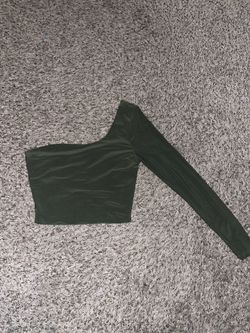 Green One Shoulder Long Sleeve Top SIZE SMALL