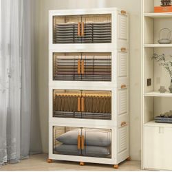 Extra Large Stackable Storage Bins with Lids, 188Gal Foldable Storage Bins with Doors and Wheels, Collapsible Closet Organizers for Home Office, Chris