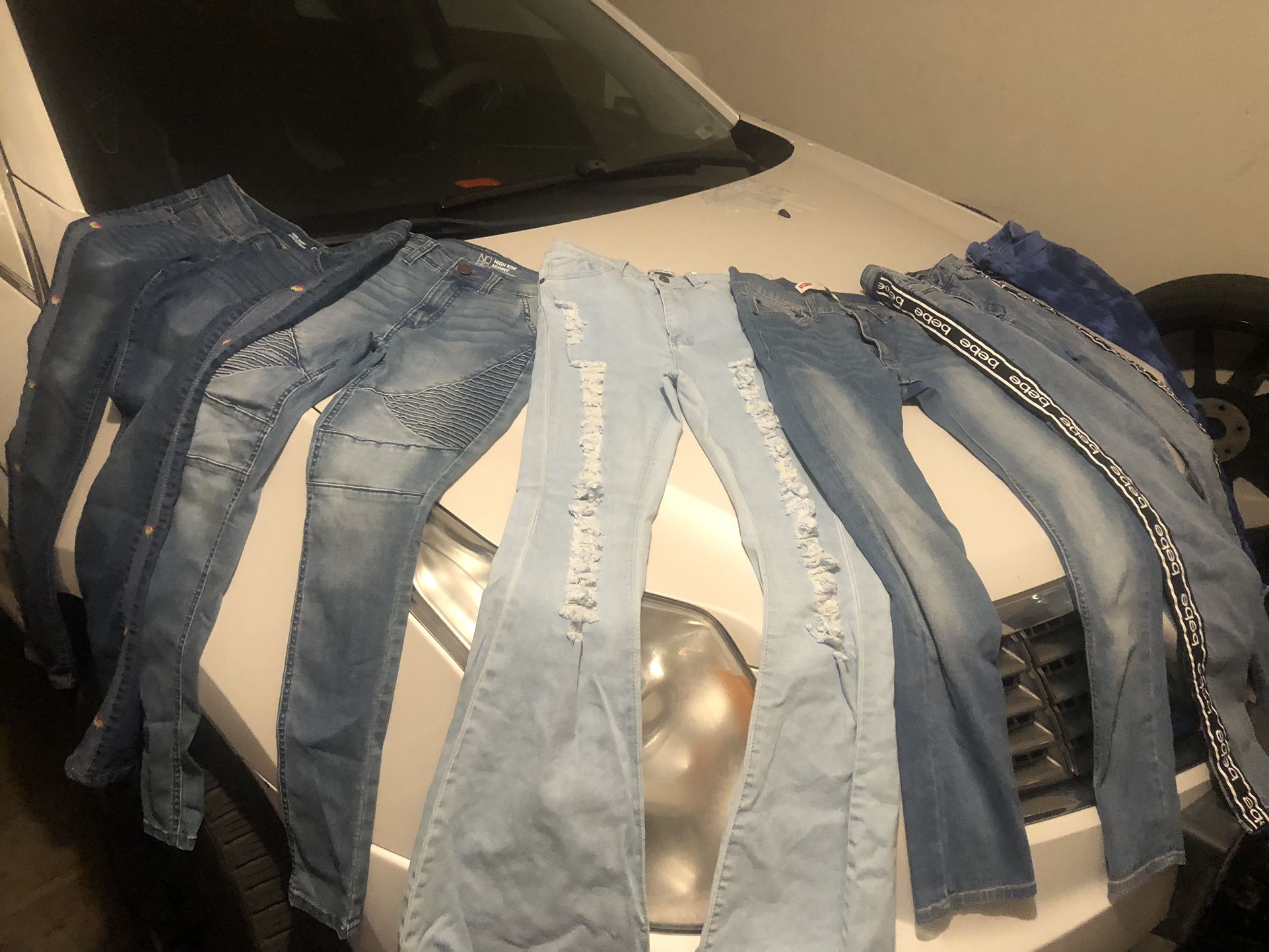 Jeans, jean shorts, shoes, and Gucci belt Burberry belt