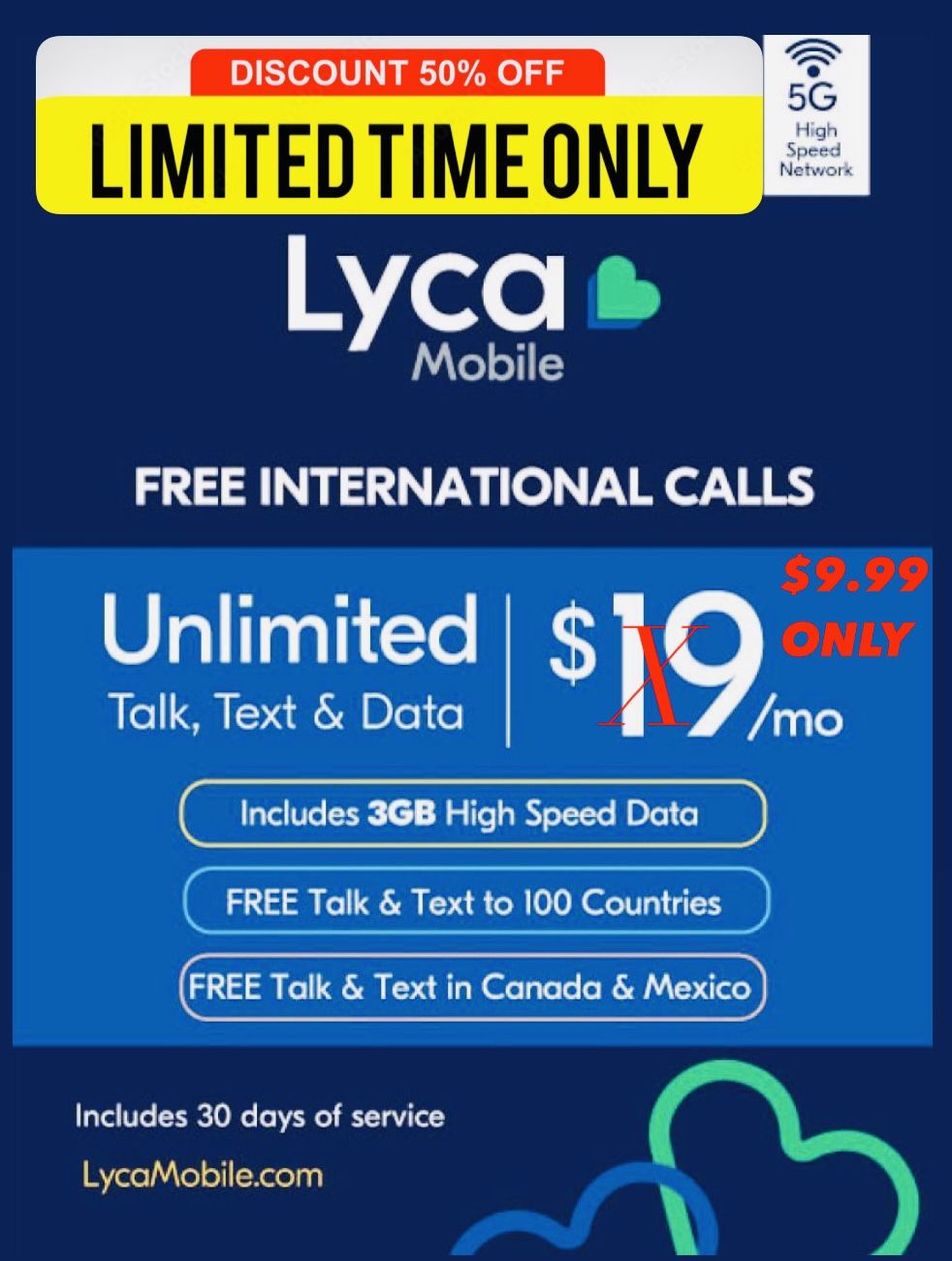 Lyca Mobile $19 Plan 50% Off