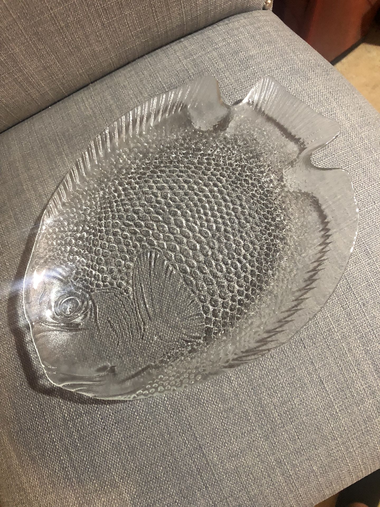 Vintage Clear Glass Fish Platter 