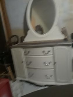Silver and White Dresser Set Solid Wood