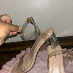 Clear Nude Strap Heels