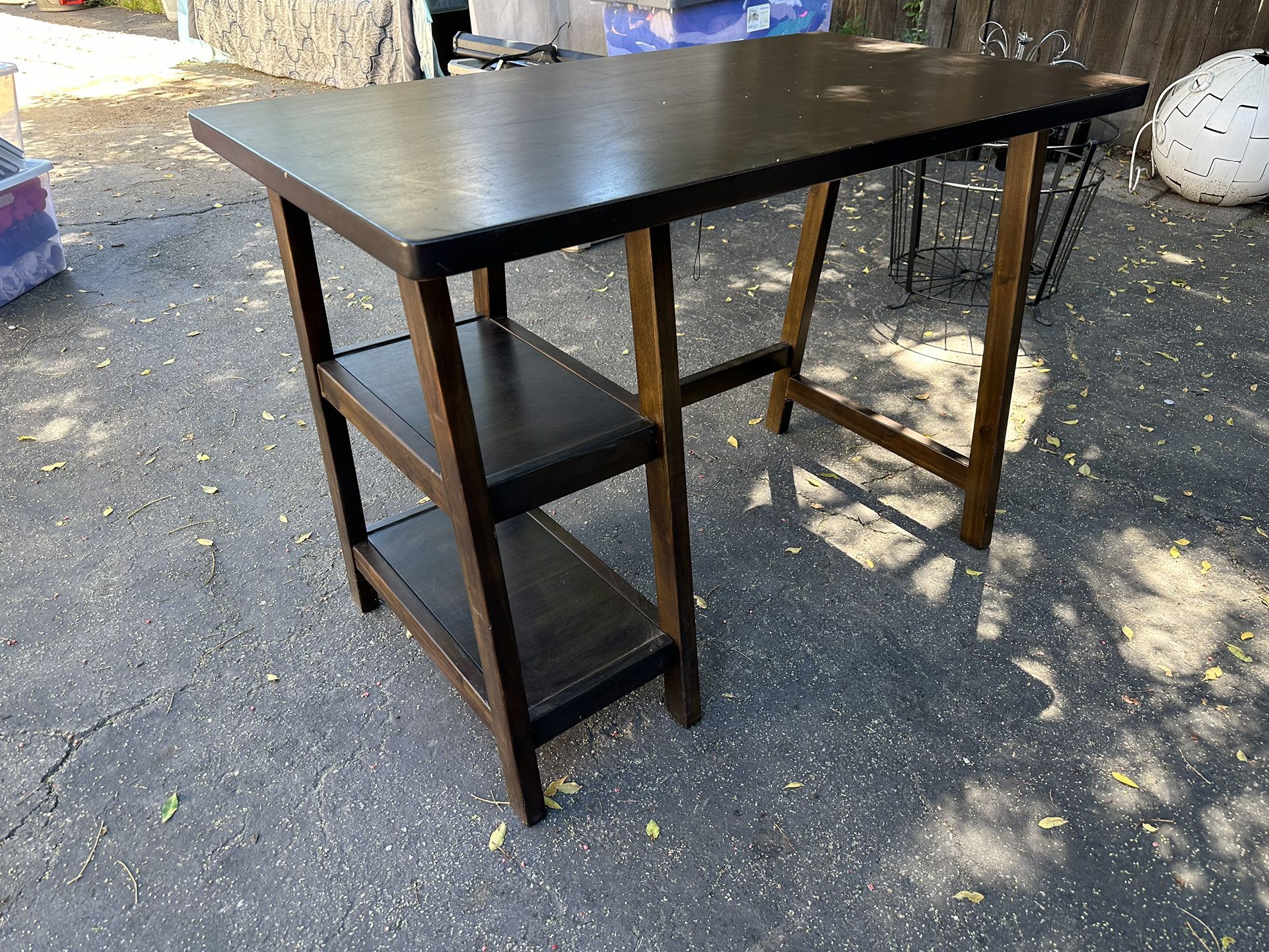 Small Medium Brown Wood Desk, Office, Student