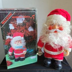 Vintage 1984 Walking Musical Santa Moves Rings Bell Plays 3 Carols 10"