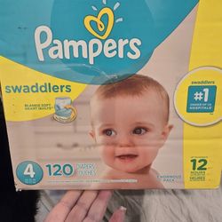 Pampers Swaddlers Diapers,  Size 4, 120 Count