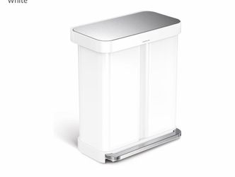 Brand New Costco Simplehuman 58L Liner Rim Rectangular Recycler, 24L+ 34L, White