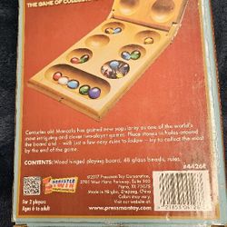 Classic Folding Mancala Board Game with Glass Beads/Stones. Family Strategy Game