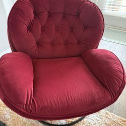 Soft Red Lounge Chair - Velvet With Ottoman $100 