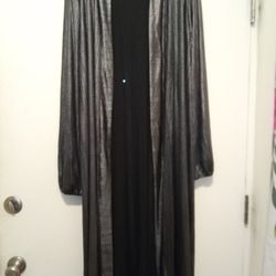 Glamourous 3X Fashion To Figure Full Length Tunic Long Sleeve Gun Metal Silver Plus Size Clothing Fashion  Event Going Out Fancy Make Any Outfit Cute 