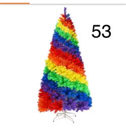 7 ft. Unlit Colorful Rainbow Full Fir Artificial Hinged Christmas Tree with 1213 Tips