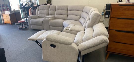 New Gray Fabric Sectional Sofa with Recliners