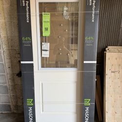 Masonite 36 x 80 Decorative Glass Fiberglass Front Door – Right Hand Inswing