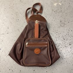 Vintage Dooney & Bourke Brown Leather Backpack Zip Closure Adjustable Strap