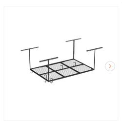 NEW IN BOX FLEXIMOUNTS OHK Series 48 in. W x 72 in. D x 22-40 in. H Black Ceiling Mounted Overhead Garage Storage Rack with Accessory Hooks