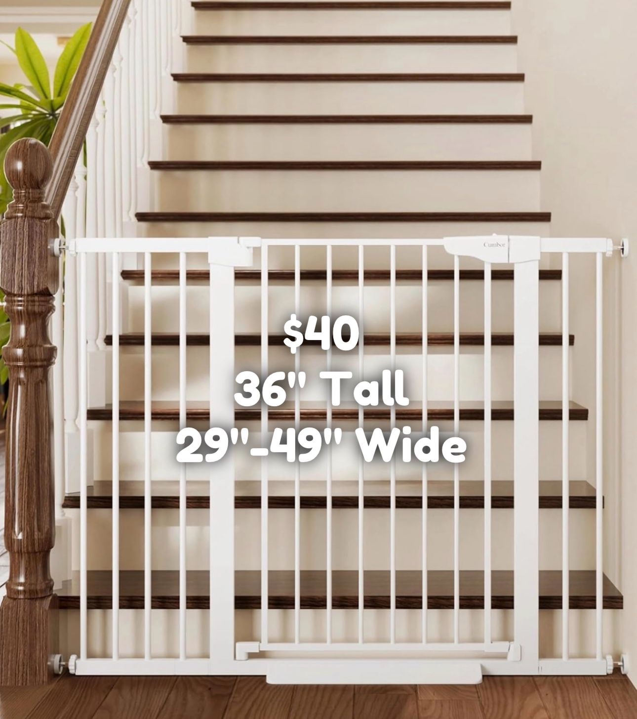 36” Tall By 29”-49” Extra Wide Baby Gate Dog Gate Safety Gate Brand New Open Box White Cumbor