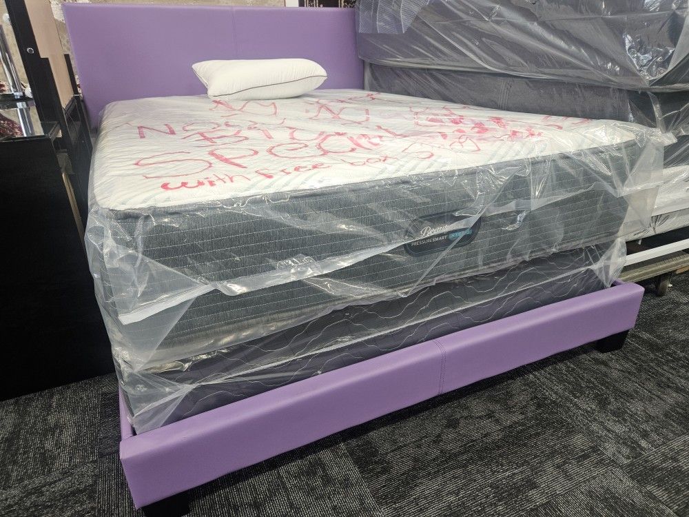 New Queen Size Beautyrest Pressure Smart Hybrid Queen Size Mattress Including Free Box Spring