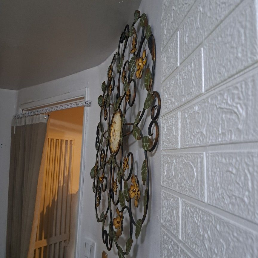 Floral Iron Wall Art 34" X 34" Indoor / Outdoor Decoration, Cast Iron