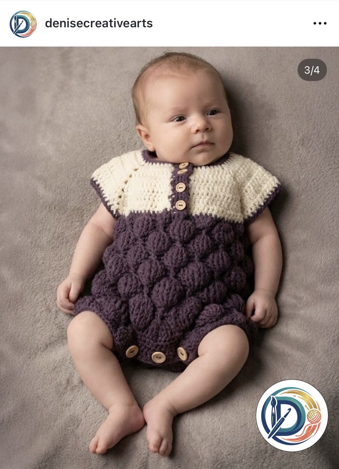 Crochet Handmade 3-6 Months Short Jumpsuit
