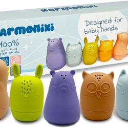 Mold Free Silicone Baby Bath Toys Set, Bathtub Toys for Toddlers, Water Toys Dishwasher Safe