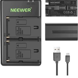 Neewer Fast Charger Dual USB with 2-Pack 7.4v 6600mAh Replacement NP-F970 Batteries, Compatible with Sony NP-F970 F960 F950 F770 F750 F570 F550