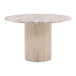 Round marble dining table 48” light natural round dining table with Tendu marble, free delivery✅