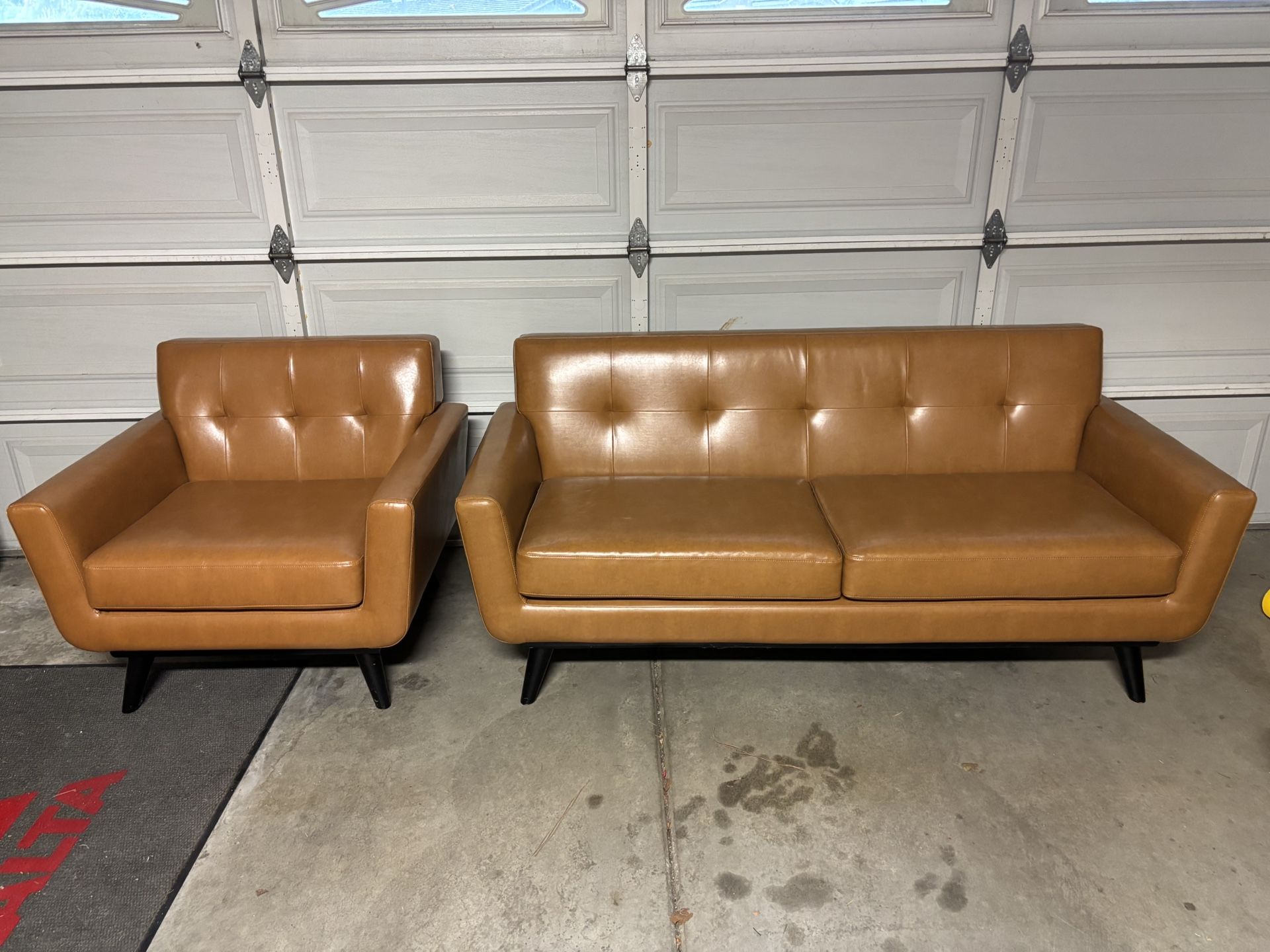 Faux Leather Sofa/couch  Set With 2-Chairs