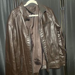 Thrifted brown leather jacket medium