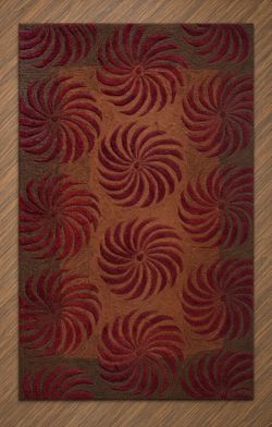 Nourison Contours Area Rug 3.5 x 5.5 – Burgundy/Rust Carved Swirl