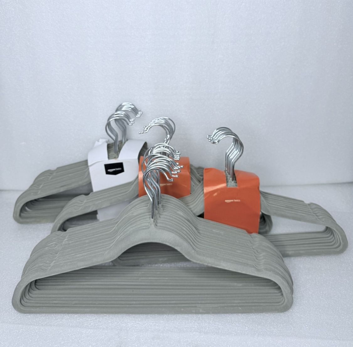 New Amazon Basics 50 Velvet Clothes Hangers – Slim, Non-Slip, Gray