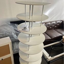 7-Tier Rotating Shoe Rack Tower with Anti-tip Fitting, 360 Spinning Rack with Steel Rods, Free Standing Round Shoe Rack, Lazy Susan Shoe Storage Organ